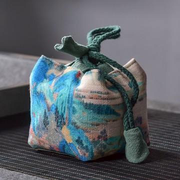 陶福氣 個性茶杯棉麻布袋子 文玩袋茶杯首飾包收納布袋抽繩錦囊袋