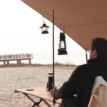 戶外燈架多功能露營折疊便攜伸縮雙頭照明燈桿吊燈野營燈置物掛鉤