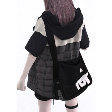 YONAIGA+ 原創日系INS工裝風斜挎包尼龍學生書包背包單肩包包男女