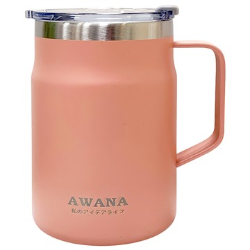 AWANA 304不鏽鋼手把辦公杯 AC-500  1個  粉藕色  500ml