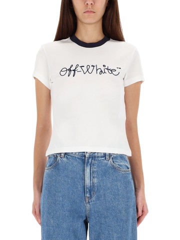 off-white t-shirt with embroidered logo