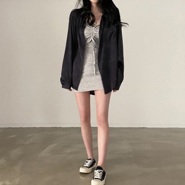 【太妮絲P40】現貨 韓系 性感套裝 顯身材 吊帶 洋裝+長袖襯衫 性感套裝 防曬 Chic