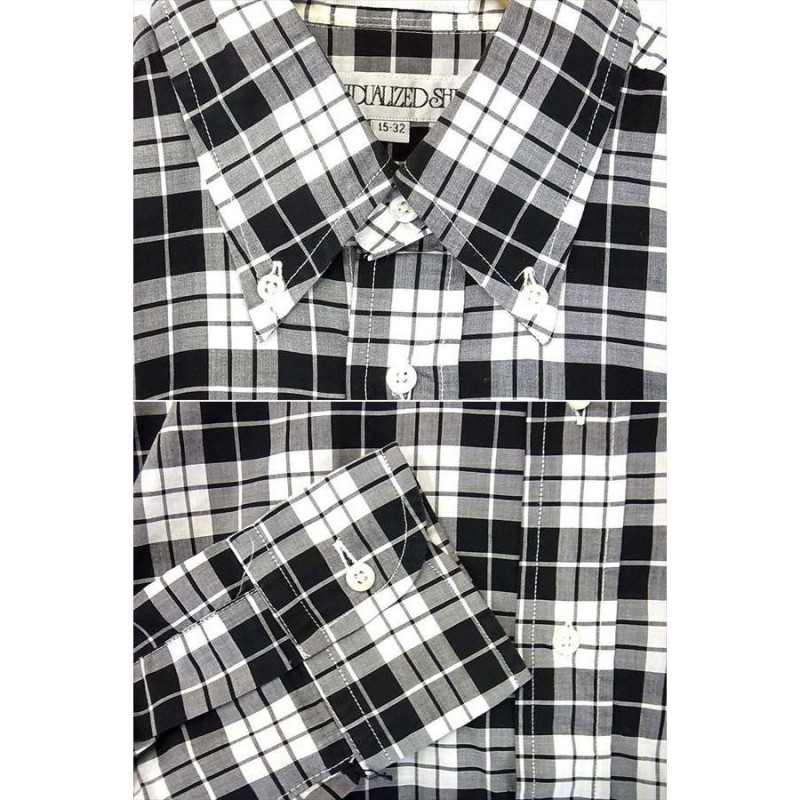 中古 INDIVIDUALIZED SHIRTSチェックB.Dネルシャツ15-32/白黒 | LINE ...