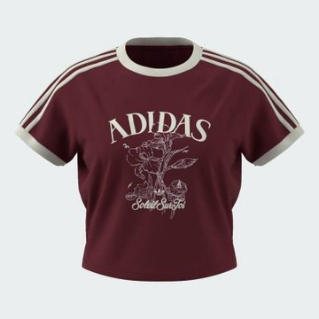 Adidas 愛迪達 Resort S Tee W KX0734 女 T恤 運動上衣 休閒短袖 酒紅 亞版 短版
