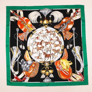 駿馬列隊 新款 h家重磅18姆米斜紋真絲桑蠶絲絲巾90大方巾女圍巾