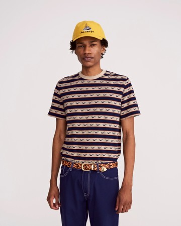 Noah Jacquard Stripe Top Tan/Navy / XL