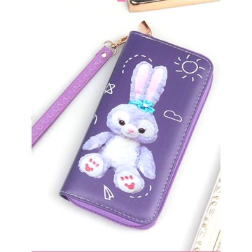 卡通兔子星黛露零錢包兒童女童pu皮紫色拉鏈長款手提錢包