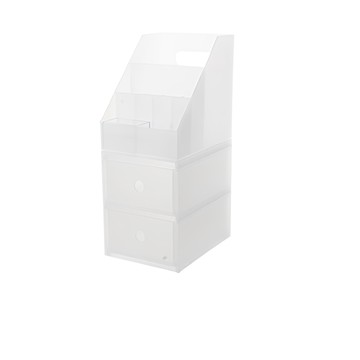 磨砂抽屜式桌面收納系列 07 桌面收納 兩層套裝  磨砂透明白  2層