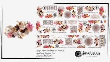 Poinsettia Grace 聖誕花卉 霧面 PET 膠帶 手帳素材