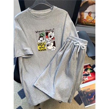 夏天時尚減齡運動服短袖短褲休閑家居服可外穿睡衣學生兩件套裝潮