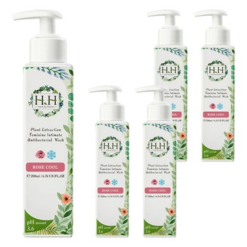 HH 草本新淨界 私密植萃抗菌潔淨露 沁涼玫瑰  200ml  5瓶