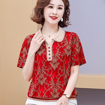 [韓國K.W.]現貨冰絲棉麻立領珍珠扣上衣