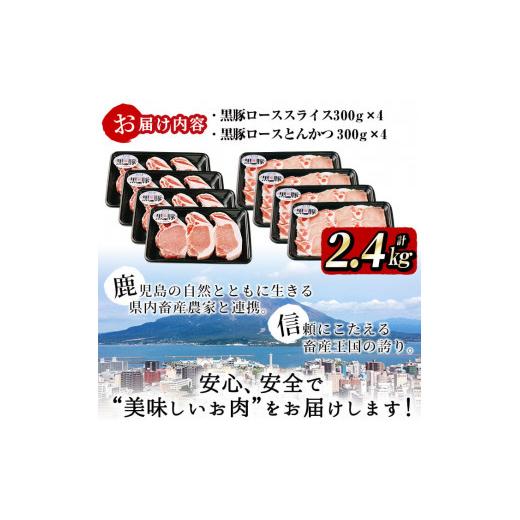 ふるさと納税 鹿児島県 志布志市 黒豚ロース（スライス・とんかつ）セット（2.4kg） c0-096