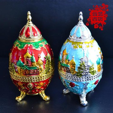 歐式創意自動高檔俄羅斯橢圓形建筑浮雕復古牙簽盒牙簽筒裝飾擺件