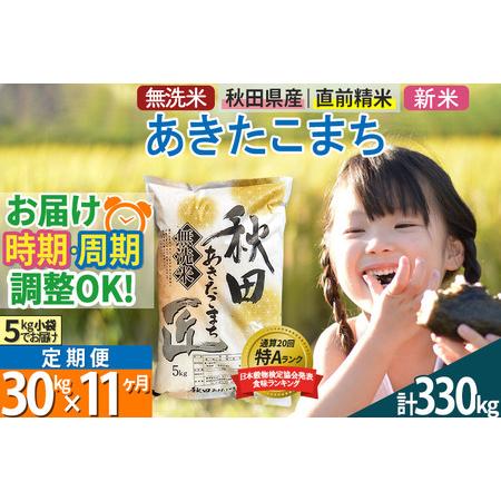 ふるさと納税 ＜新米＞《定期便11ヶ月》秋田県産 あきたこまち 30kg (5kg×6袋) ×11回 令和5年産 発送時期が選べる 周期調整.. 秋田県仙北市