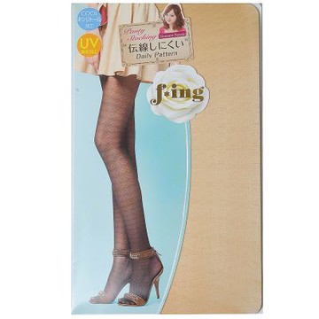 FUKUSKE 福助 f*ing 伝線涼感保溫抗UV加工細菱格紋花紋褲襪(膚色/M-L)