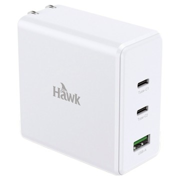 Hawk 浩客 100W高速PD電源供應器 雙Type C + USB插配置  白色  1個