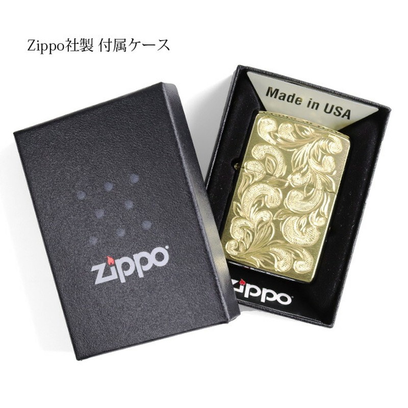 付き ZIPPO ジッポー オイルライター 全面5面ハワイアン手彫り