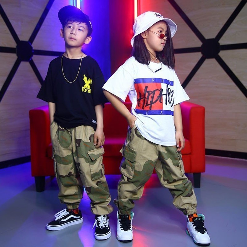 キッズダンス衣装 ヒップホップ HIPHOP 迷彩柄 迷彩パンツ ダンストップス 子供 男の子 ガールズ ズボン ジャズダンス練習着 演出服 JAZZ  通販 LINEポイント最大GET | LINEショッピング