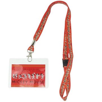 米奇 識別證 卡套 (附頸繩) 指揮 船員 迪士尼 橘紅 證件夾 卡套日貨 正版授權 J00030390