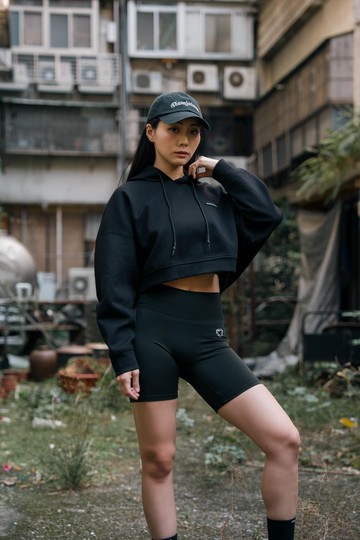 Joined Label 寬版連帽帽衣【黑】
