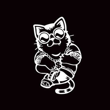 貓老大 車身貼紙 防水貼紙 貼紙 反光貼紙 銀白色 無底簍空