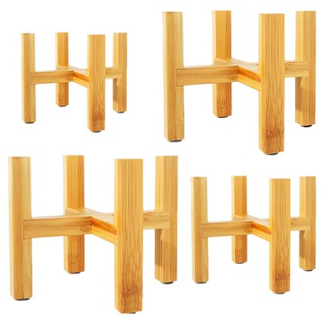 葉子小舖 實木落地式十字花盆架4件組  1組  小 + 中 + 大 + 特大  木紋棕色