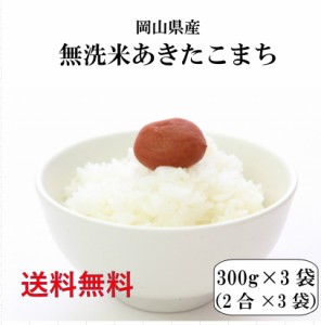 新米 米 300g こめ 無洗米 ポイント消化 お試し 令和5年産 岡山県産あきたこまち無洗米 300ｇ(2合)×3袋 メール便