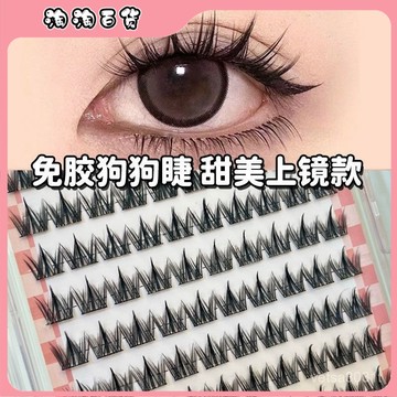 🔥臺灣最低價🔥【店鋪熱銷】婭茉睫語免膠假睫毛犬係狗狗眼自然捲翹濃密無需膠水分段式眼睫毛