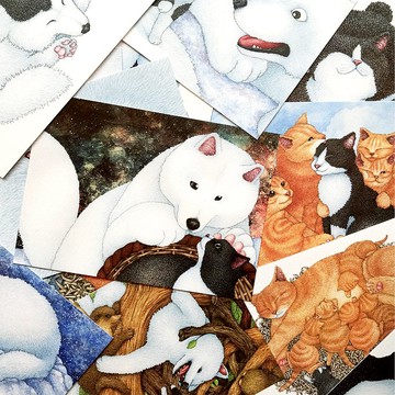 【貓瘋子】小黑與大白系列C / 明信片組