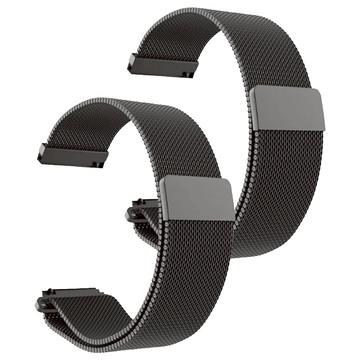 米蘭不鏽鋼錶帶 快拆式 磁吸式 X2入  通用型22mm  黑色  1組