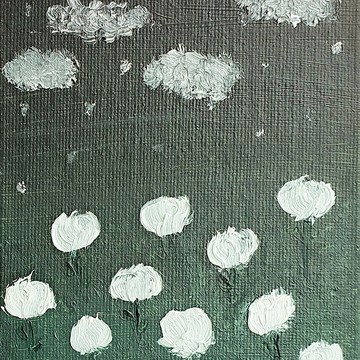 玫瑰油畫風景野花原創藝術花卉棉花藝術品天空