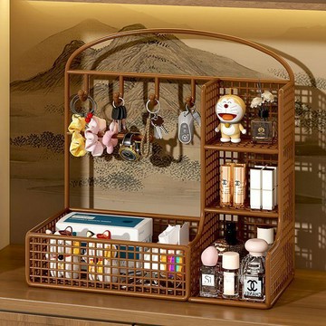 【台灣出貨】化妝品桌面收納置物架玄關鑰匙雜物收納臥室梳妝檯香水展示架整理