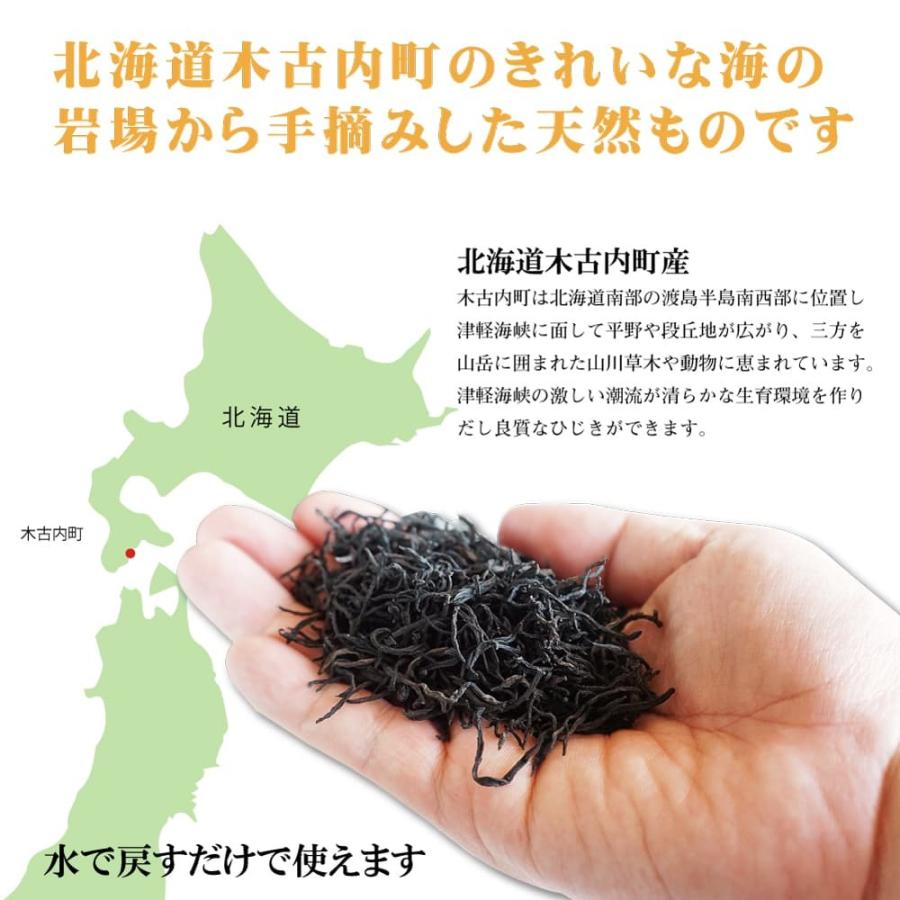 海藻 ひじき 40g×2袋 北海道木古内産 手摘み 天然もの 水で戻したら8倍 チャック付き