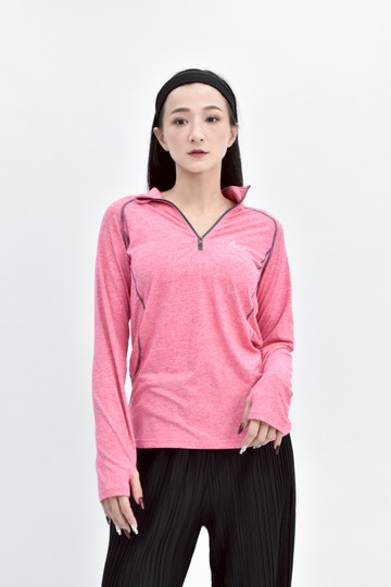 加購優惠(S) a 1 粉色半拉鍊運動長袖上衣