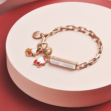 Hello Kitty特別版 客製化刻字 方形鋼條寶石手鍊 (4色)