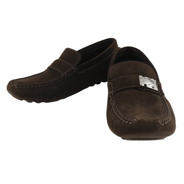 【日本直送】路易威登 LOUIS VUITTON 駕駛鞋 樂福鞋 麂皮 棕色 FA0043 中性【二手】