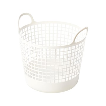 like-it 北歐圓形洗衣收納籃 附手把  白色  41.0 x 37.0 x 37.5cm