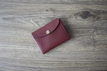 義大利製牛皮精巧錢包 M / 酒紅色 ※採接單製作
