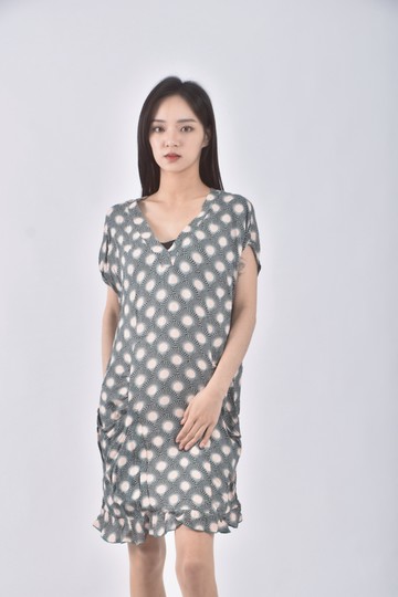 (M) bimba y lola質感花紋綠色洋裝