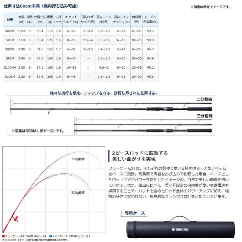 シマノ フリーゲームXT S96M 並継マルチピース スピニング 6ピース 