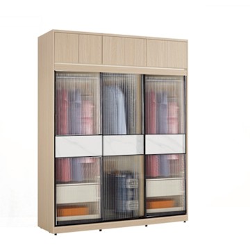 文創集 維爾泰玻璃岩板6.1尺鋁框岩加高衣櫃組合(吊衣桿x4＋二抽屜)-182x60x236cm免組