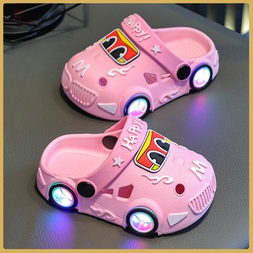 🧸百搭童鞋🧸兒童拖鞋卡通髮光小汽車男女童防滑軟底室內小孩涼拖鞋包頭洞洞鞋 MDE4