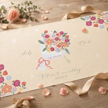 【客製】花嫁 簽名綢 油畫布 可愛插畫 婚禮佈置 結婚紀念