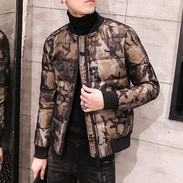 FINDSENSE品牌 秋冬季 新款 韓國 嘻哈迷彩 個性 長袖 運動 加厚 寬鬆顯瘦 立領 棉衣外套  時尚 潮流上衣