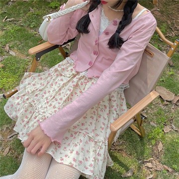 夏季新款法式小眾碎花吊帶裙連衣裙收腰小個子顯瘦甜美半身裙