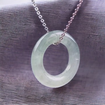 【願‧平安】冰種飄花翡翠平安環項鍊 | 天然緬甸玉A貨翡翠 |送禮