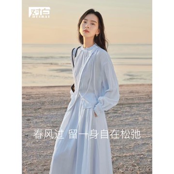 對白國風設計感連衣裙套裝女2026春季新款襯衫半身裙歐若風兩件套