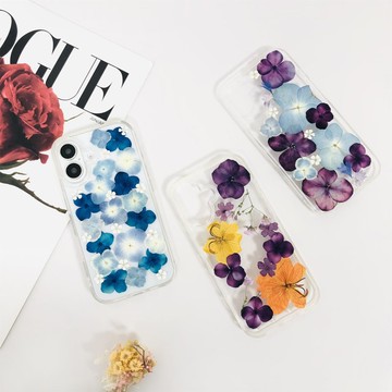 多款式天然真押花手機殼適用於iPhone 16 Pro Max Samsung S25