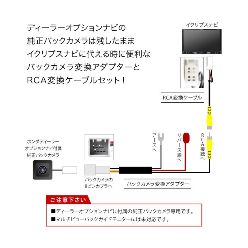 NSCP-W64 NSCT-D61D トヨタ純正DOPナビ ホンダ純正バックカメラ リアカメラ接続アダプターセット RCA013H/RCH001T互換  ah62ah56 | LINEブランドカタログ